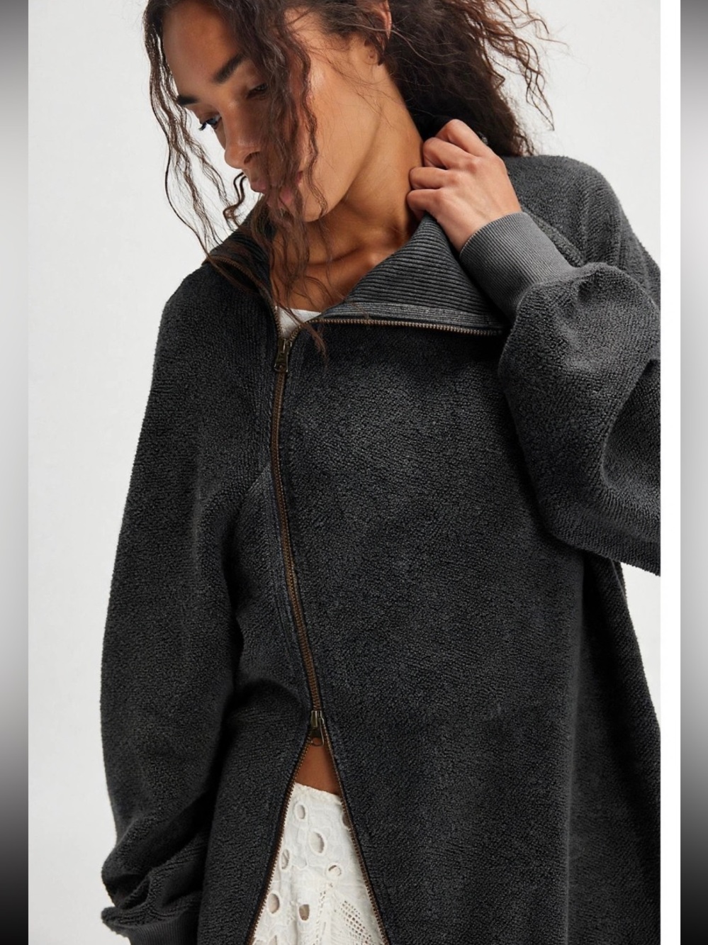 Free People Luna Sweatshirt Jacket NWT Black - Picture 3 of 10